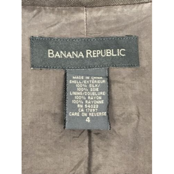Vintage BANANA REPUBLIC Dark Khaki Silk Rayon Jacket Blazer size 4 - Picture 4 of 7